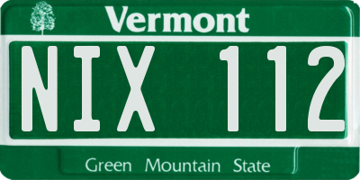 VT license plate NIX112