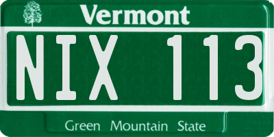 VT license plate NIX113