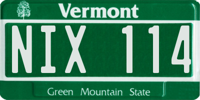 VT license plate NIX114
