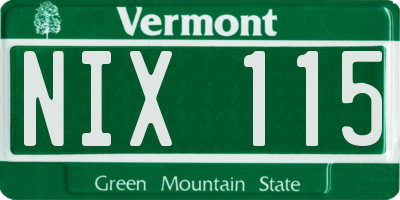 VT license plate NIX115