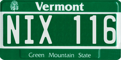 VT license plate NIX116