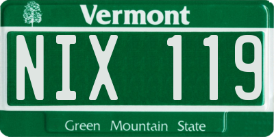 VT license plate NIX119