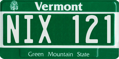 VT license plate NIX121