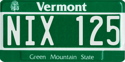 VT license plate NIX125