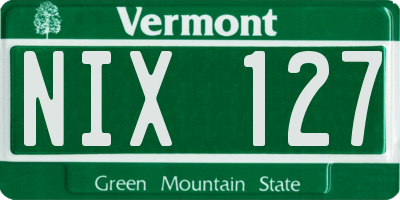 VT license plate NIX127