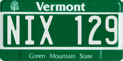 VT license plate NIX129