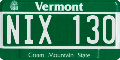 VT license plate NIX130