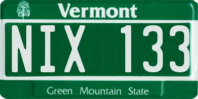 VT license plate NIX133