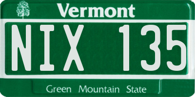 VT license plate NIX135