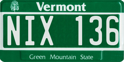 VT license plate NIX136