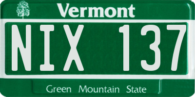 VT license plate NIX137