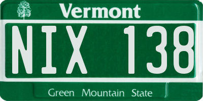 VT license plate NIX138