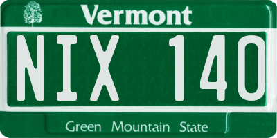 VT license plate NIX140