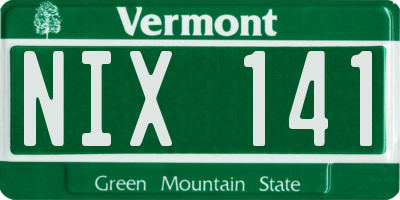 VT license plate NIX141