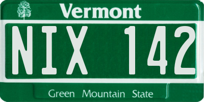 VT license plate NIX142