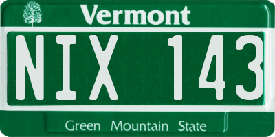 VT license plate NIX143