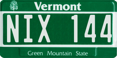 VT license plate NIX144