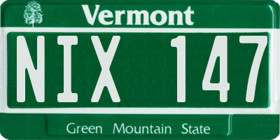 VT license plate NIX147