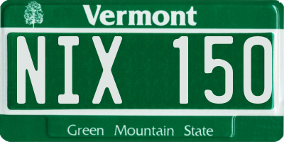 VT license plate NIX150