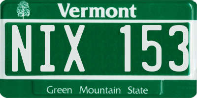 VT license plate NIX153