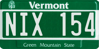VT license plate NIX154