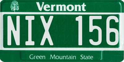 VT license plate NIX156