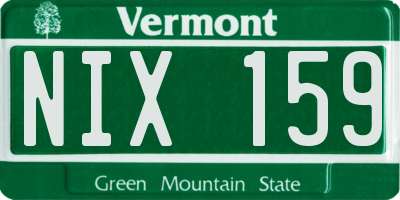 VT license plate NIX159