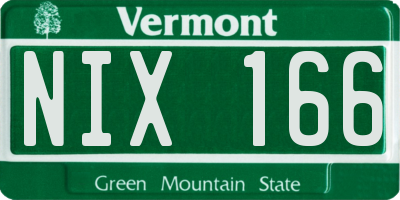 VT license plate NIX166