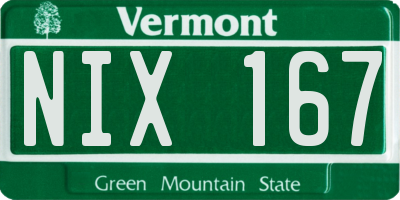 VT license plate NIX167