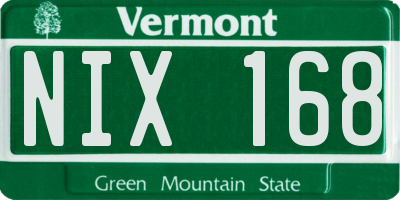 VT license plate NIX168