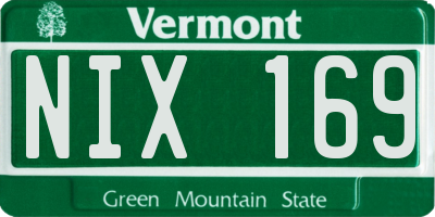 VT license plate NIX169
