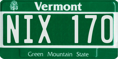 VT license plate NIX170