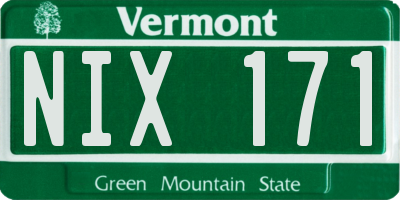 VT license plate NIX171