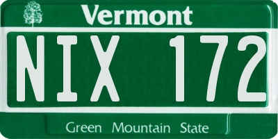 VT license plate NIX172
