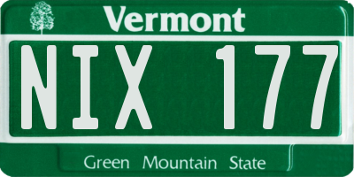 VT license plate NIX177