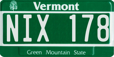 VT license plate NIX178