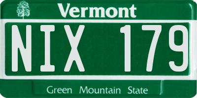 VT license plate NIX179