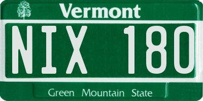 VT license plate NIX180