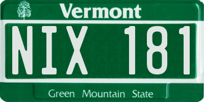 VT license plate NIX181