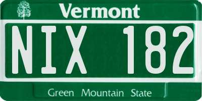 VT license plate NIX182