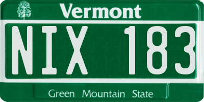 VT license plate NIX183