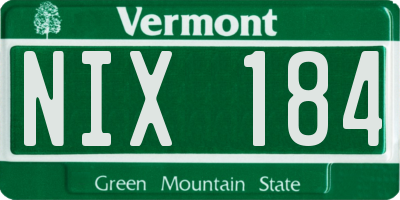 VT license plate NIX184