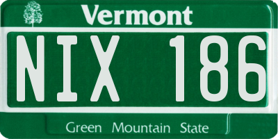 VT license plate NIX186