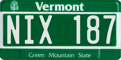 VT license plate NIX187