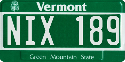 VT license plate NIX189
