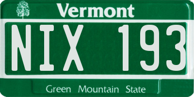 VT license plate NIX193
