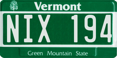 VT license plate NIX194