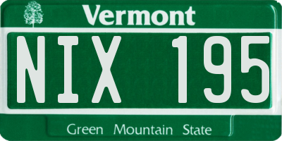 VT license plate NIX195