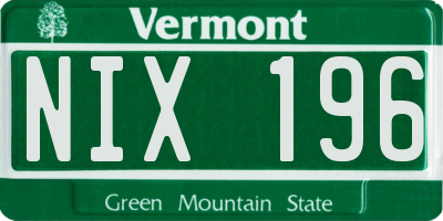VT license plate NIX196