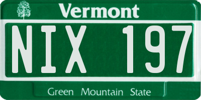 VT license plate NIX197